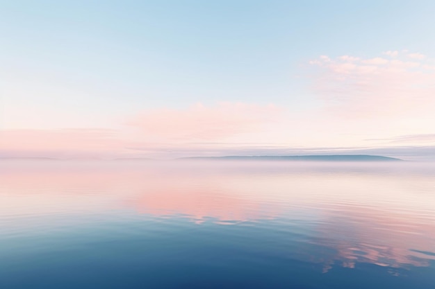 Photo calm ocean at dawn with soft pastel colors in the sky