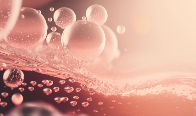 Calm Pink Water Surface with Splashes and Bubbles