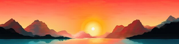 Calm sea or lake water during the sunset Wonderful colours Generative AI