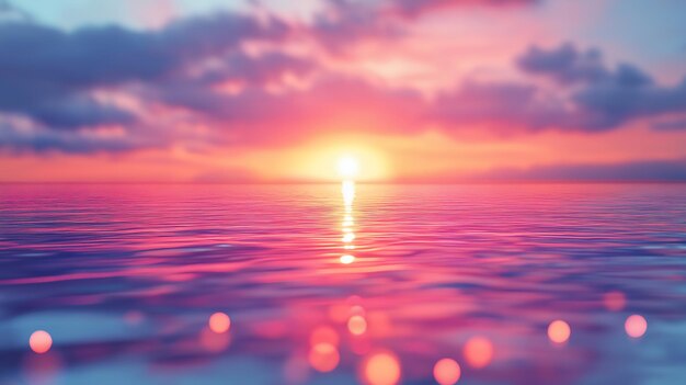 Calm sea with a vibrant sunset reflection