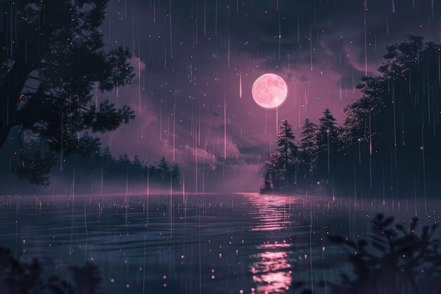 Calm and serene atmosphere in a rainy scene