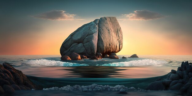 Calmness summer horizon rock bright water