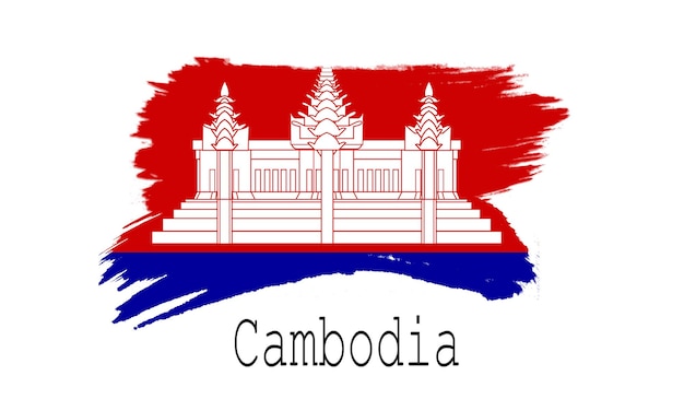 Cambodia flag on white background