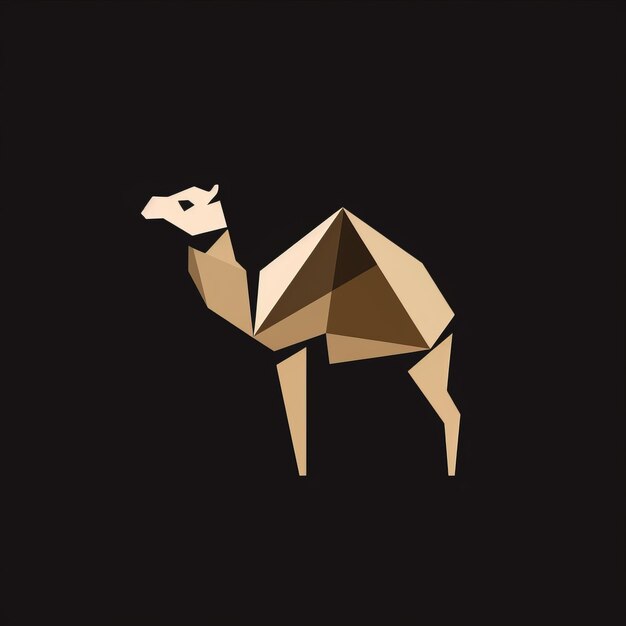 Photo camel abstract geometric vector illustration with chinese iconography