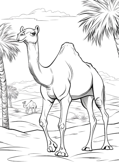 Photo camel coloring page image