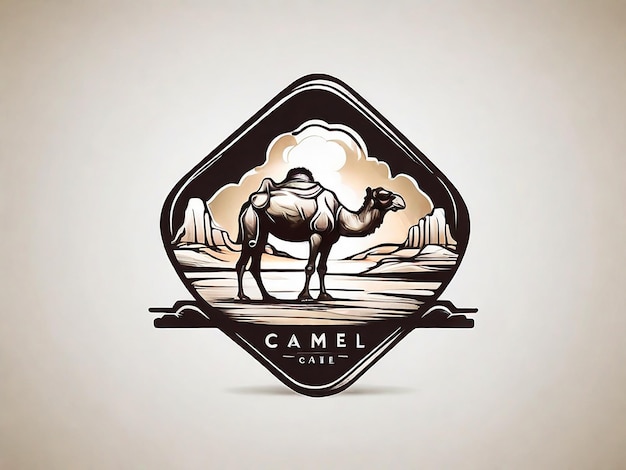 Photo camel logo monochrome design style