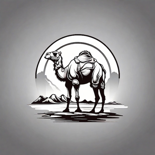 Photo camel logo monochrome design style