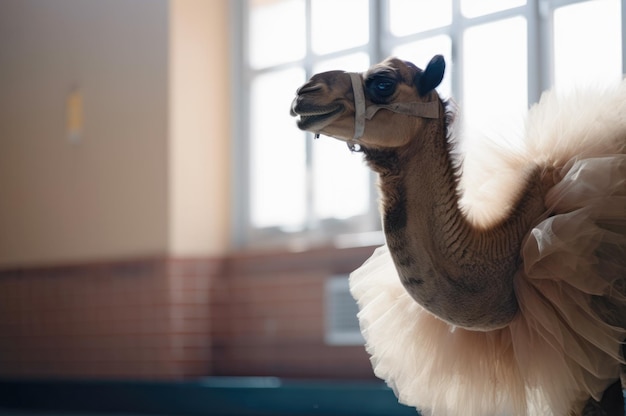 Camel wearing a tutu