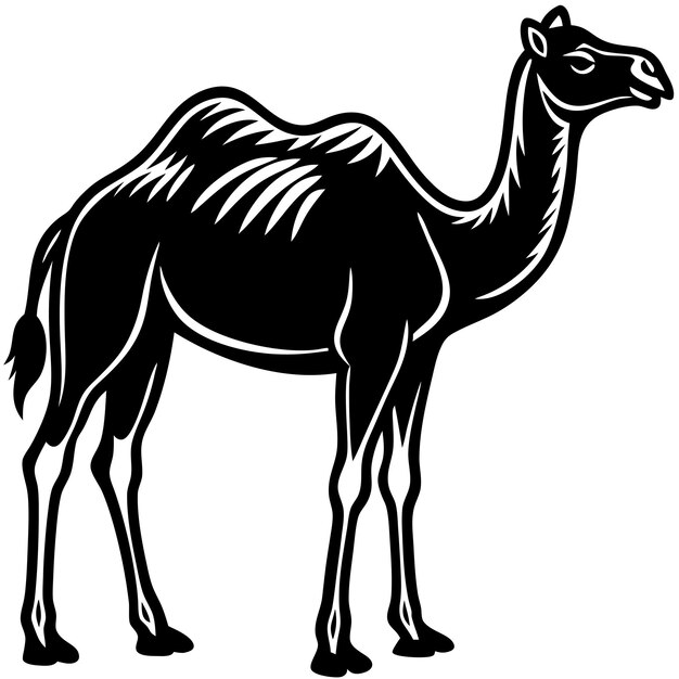 Photo a camel with a black outline of a camel on it