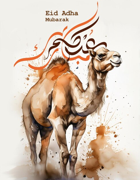 Photo a camel with a red and orange spray paint on it