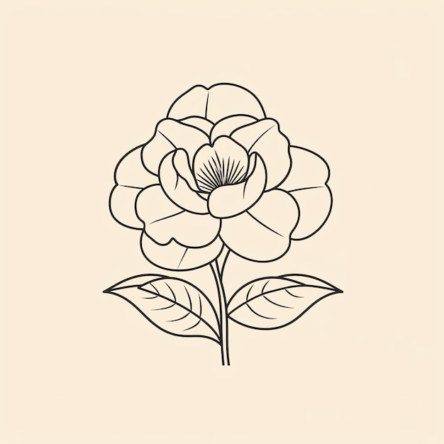 Camellia flower line art