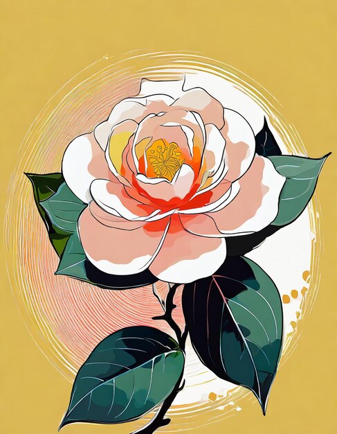 Camellia flowers illustration