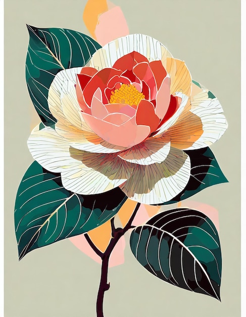 Camellia flowers illustration