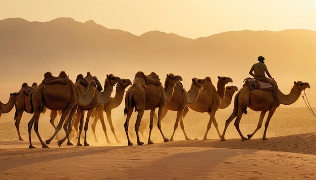 Photo camels are the only camel caravan to the desert