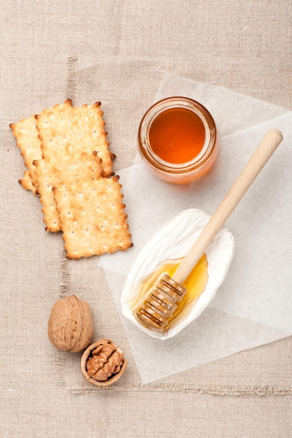 Camembert cheese honey cookies and nuts