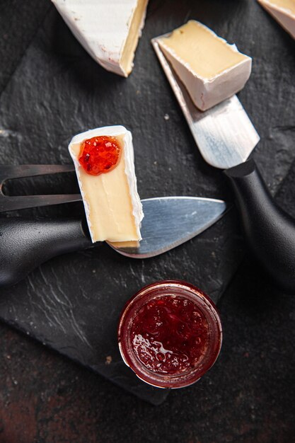 Camembert cheese mold crust cheeses healthy meal food snack on the table copy space food background