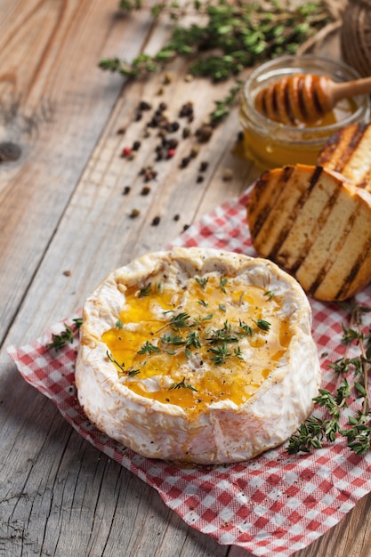 Camembert from France with thyme.