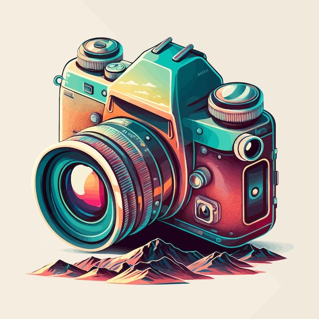 Camera cartoon graphic image colorful illustration