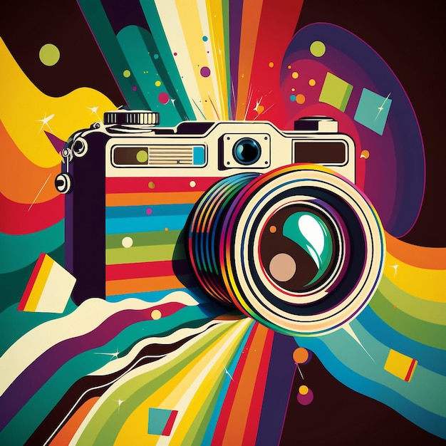 Camera cartoon graphic image colorful illustration