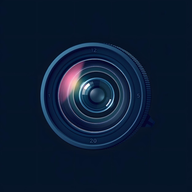 Photo camera lens closeup showcasing intricate details in a dark background