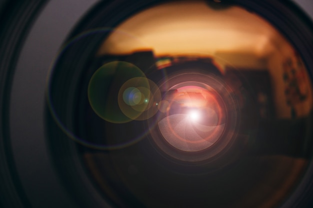 Camera lens with lense reflections.