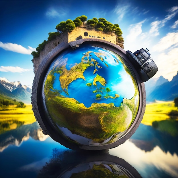 Camera lens and world backgrounds Nature and blurred motion