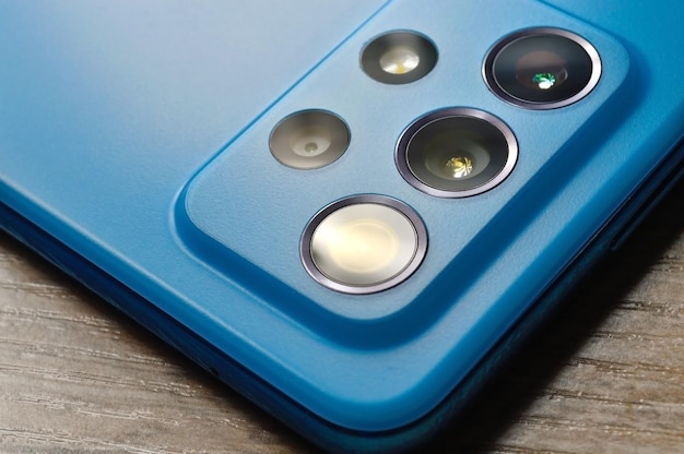 Camera lenses on the back cover of the smartphone closeup