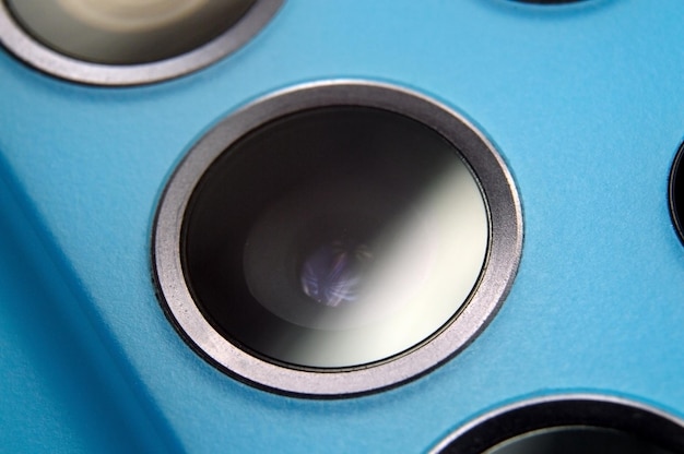 Camera lenses on the back cover of the smartphone closeup