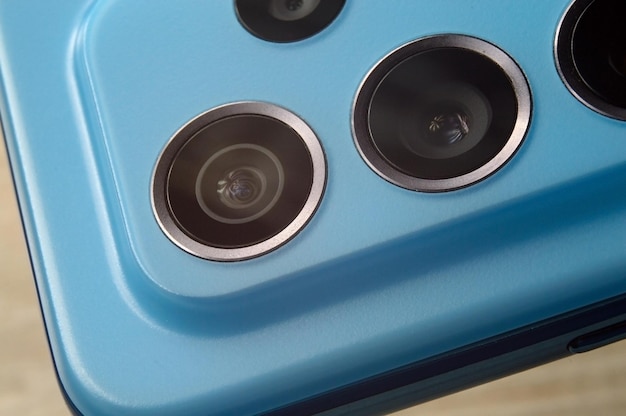 Camera lenses on the back cover of the smartphone closeup