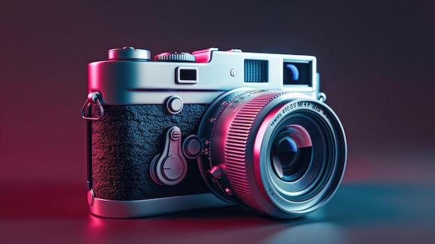 Camera on Red Background