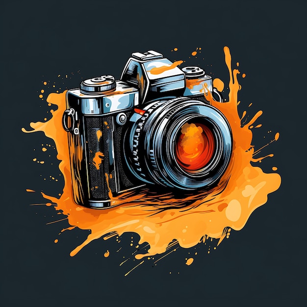 camera vector illustration for t shirt design stocker logo banner etc