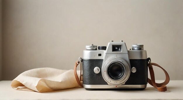 a camera with a brown cloth on it