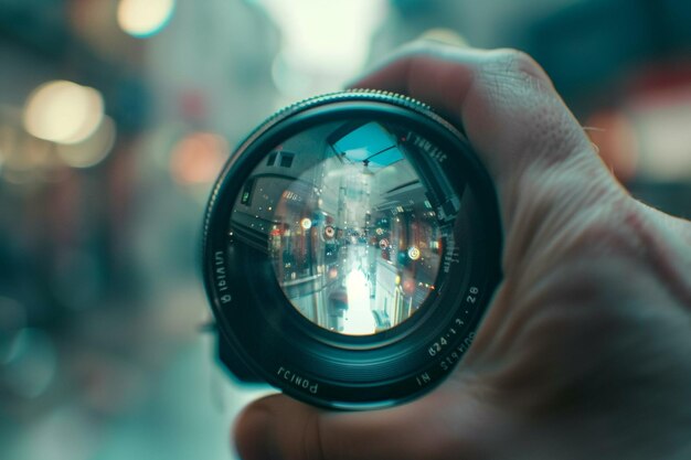 Photo a camera with infinite focus and rotating lens