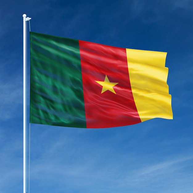 Cameroon Flag on Flagpole