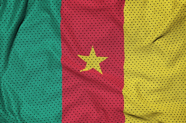 Cameroon flag printed on a polyester nylon mesh