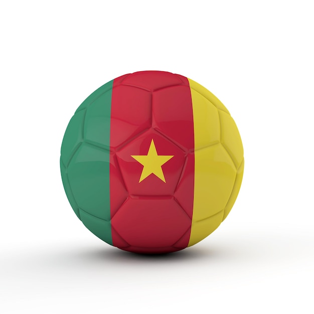 Cameroon flag soccer football against a plain white background 3D Rendering