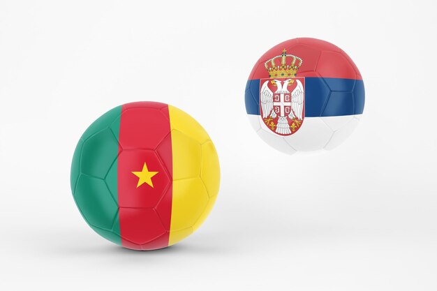 Cameroon VS Serbia In White Background