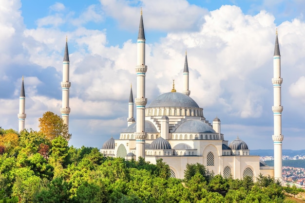 Camlica Mosque of Istanbul Turkey side view