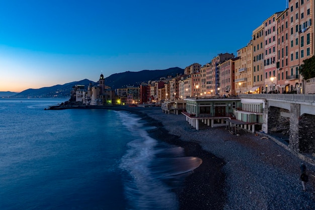 Camogli, Liguria, Italy picturesque fishermen village at sunset