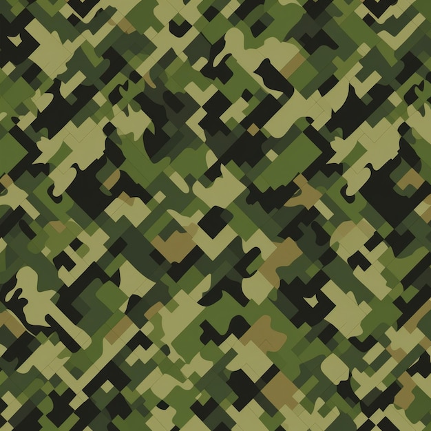 A camouflage pattern that is green and black.