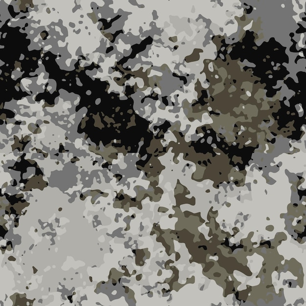 Camouflage Urban Seamless Pattern Black and White Background