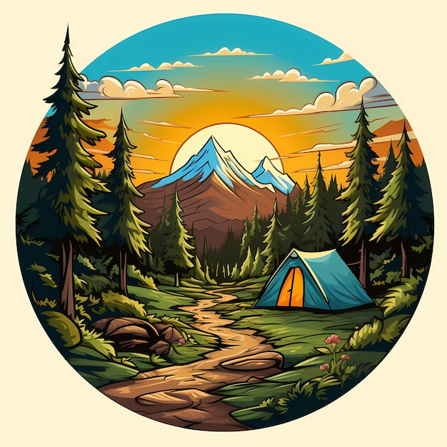 camp and hiking vector icon clipart