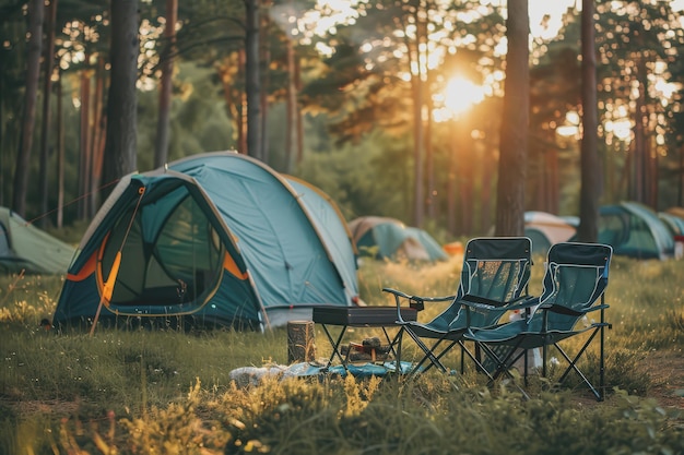 Camp outdoors in the sunshine with just one tent 2 Outdoor Camping Chairs Camping Tent