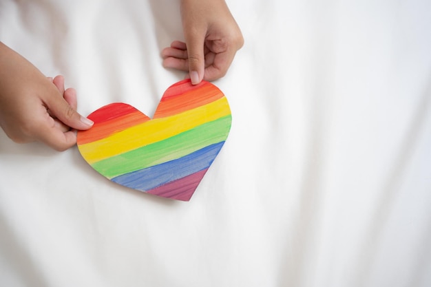 Campaign of rights and equality for LGBTQ pride community in colorful heart shape