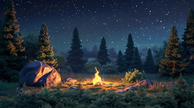 Campfire Under the Stars