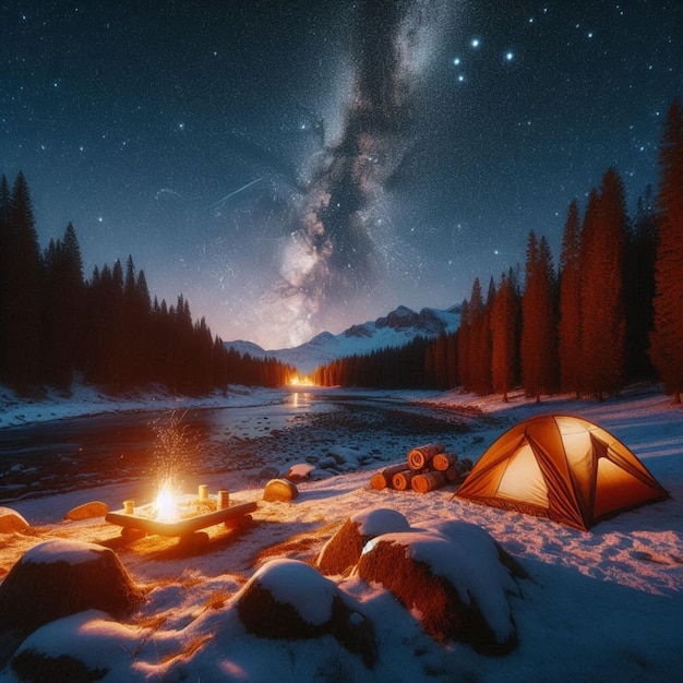 a campfire with a campfire and a campfire in the background