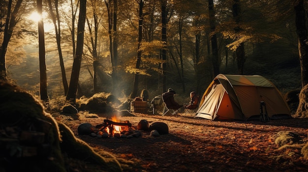 Camping in the forest AI generated Image