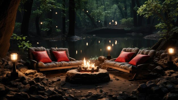 Photo camping furniture hd 8k wallpaper stock photographic image