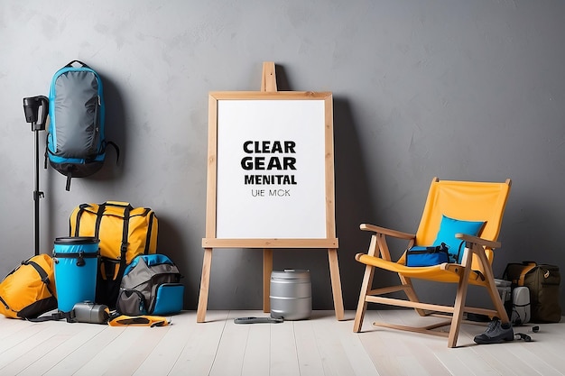 Camping Gear Rental Signage Mockup with blank white empty space for placing your design