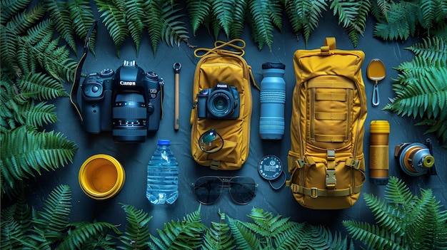 Photo camping gear and supplies essential for an adventure